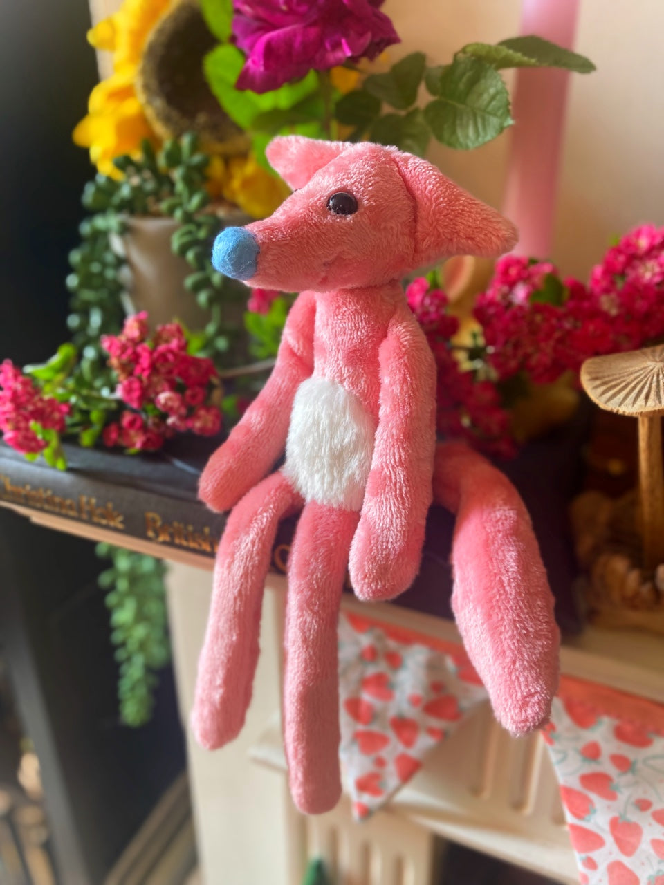 SOFT PINK FLUFFY BELLY FOX (D) - Handmade Weighted Plush Fox Doll