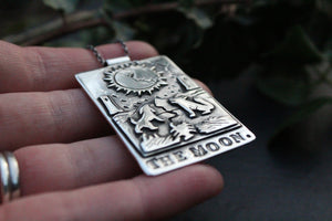 THE MOON Handmade Sterling Silver Tarot Card Necklace