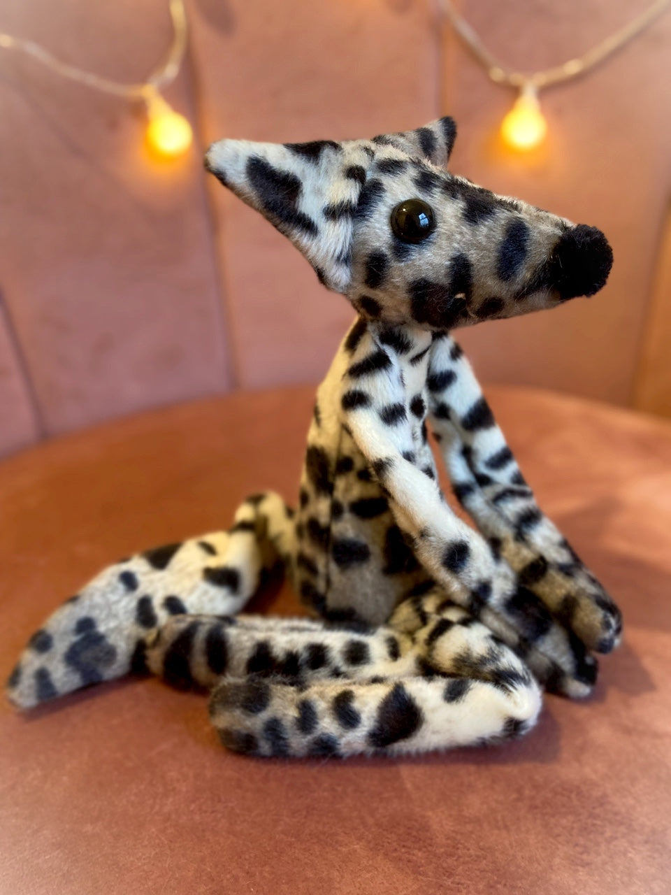 SNOW LEOPARD FUZZY FOX - Handmade Luxury Weighted Plush Fluffy Fox Doll