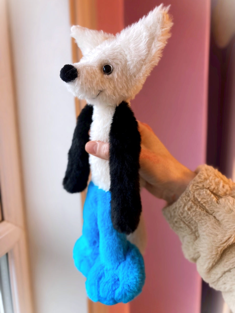 BLUE FOOTED BOOBY FOX - Handmade Luxury Weighted Plush Fluffy Fox Doll