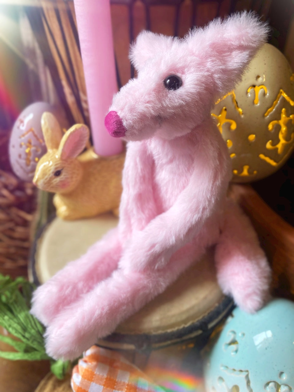 FLUFFY FOX CUB - Handmade Weighted Pink Plush Fox Doll