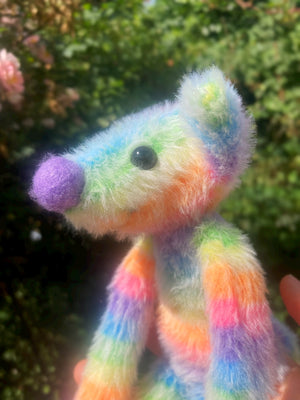 RAINBOW SHERBET FLUFFY FOX - Handmade Weighted Plush Fox Doll