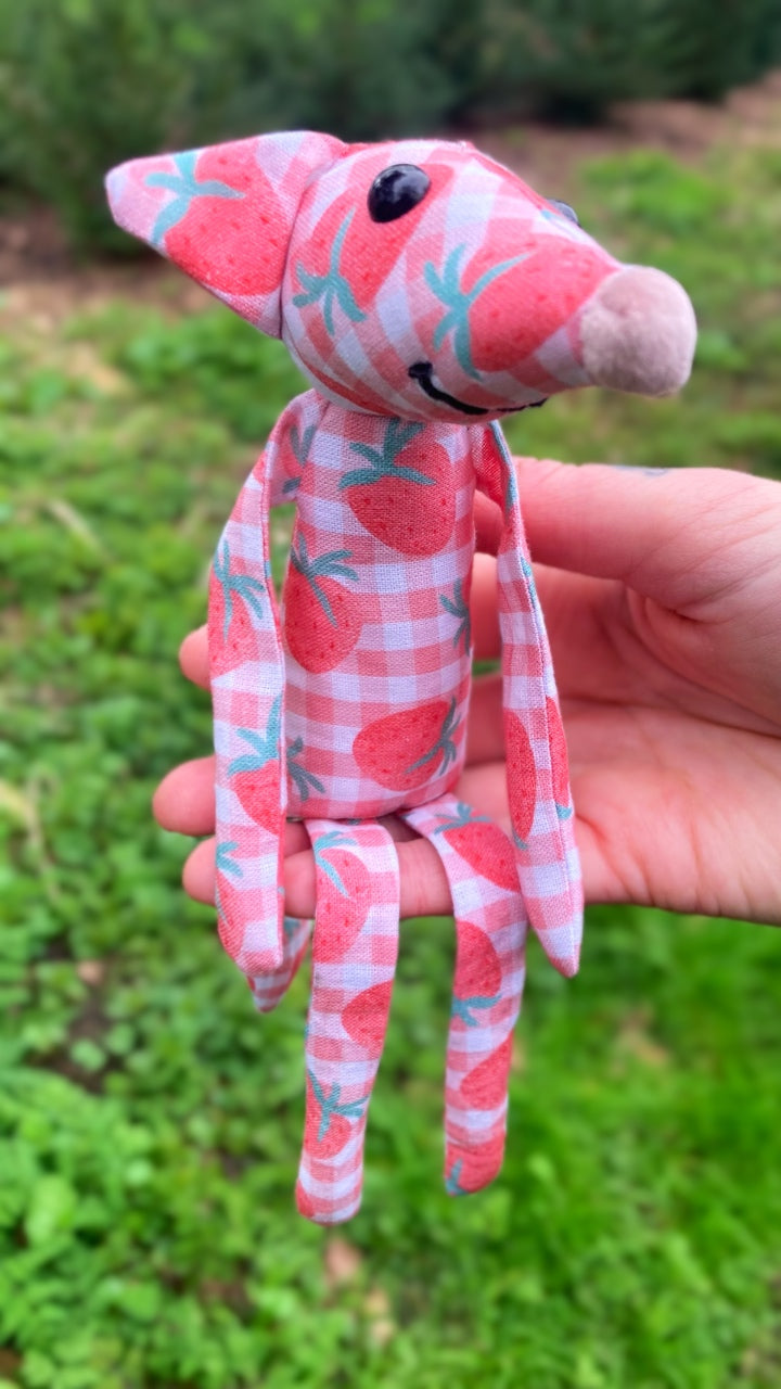 STRAWBERRY FIELDS FOX CUB - Handmade Weighted Cotton Fox Doll