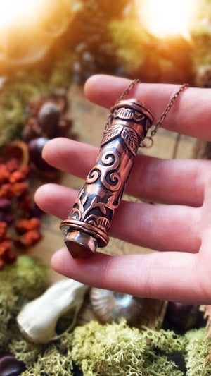 WITCHES VIAL Handmade Recycled Copper Stash Box Necklace