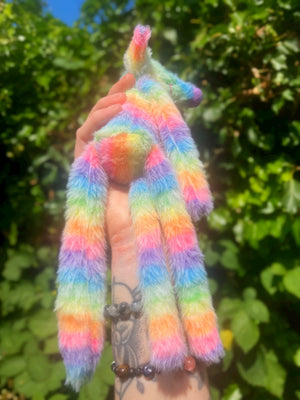 RAINBOW SHERBET FLUFFY FOX (B) - Handmade Weighted Plush Fox Doll