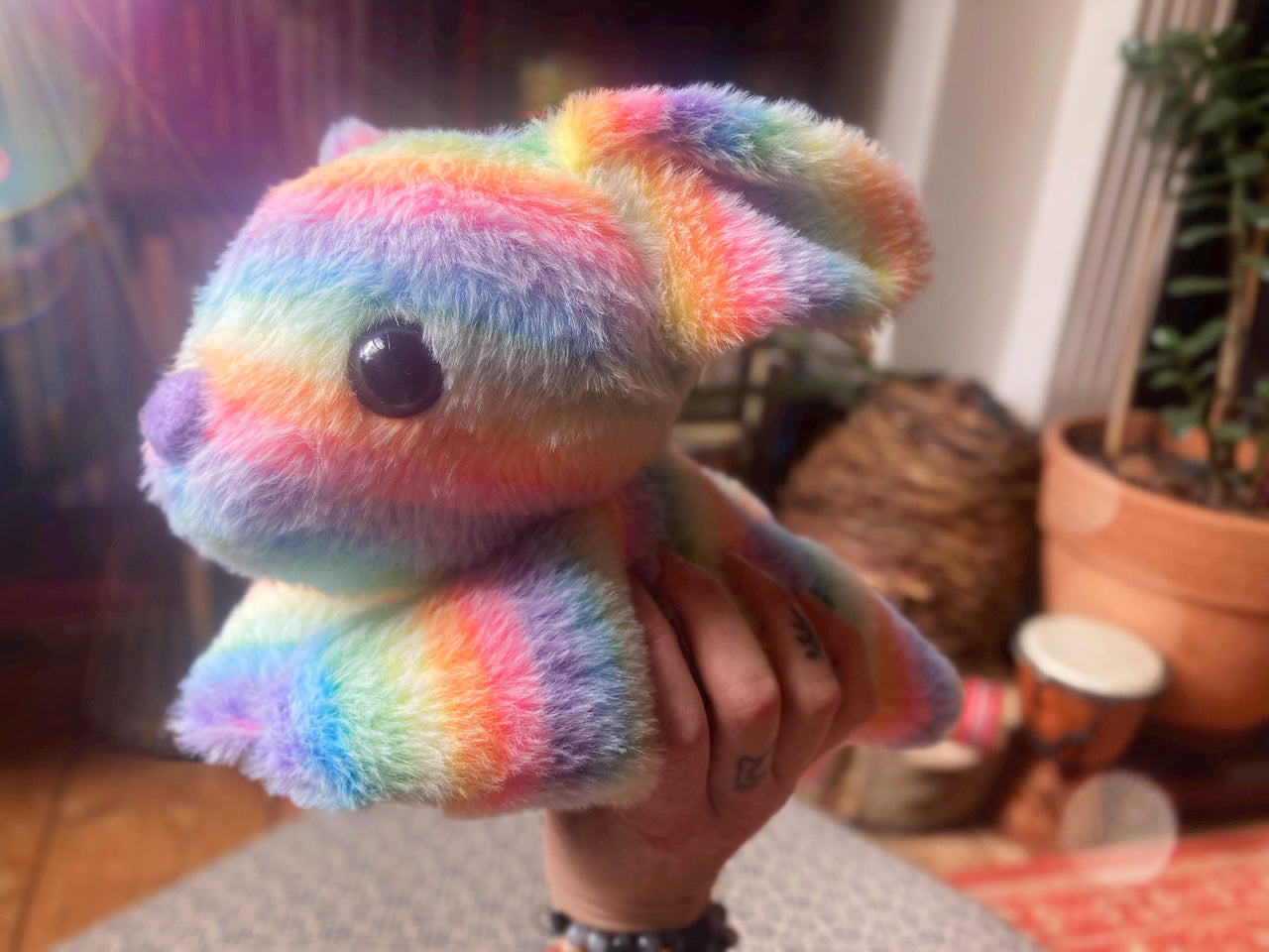 RAINBOW SHERBET SQUISHY FOX - Handmade Luxury Weighted Plush Fox Doll