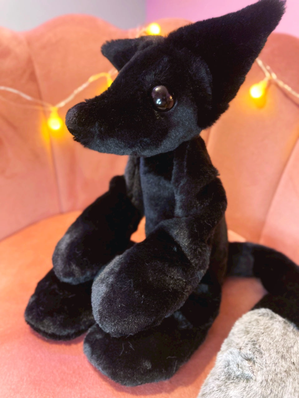 XL SHADOW FOX - Handmade Luxury Weighted Plush Fluffy Fox Doll