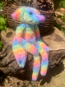 RAINBOW SHERBET FLUFFY FOX (B) - Handmade Weighted Plush Fox Doll