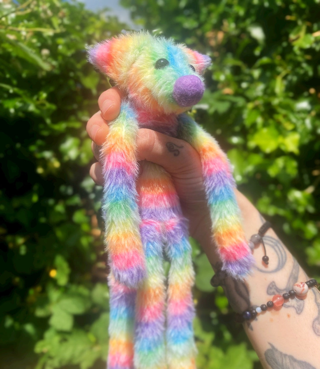 RAINBOW SHERBET FLUFFY FOX (C) - Handmade Weighted Plush Fox Doll