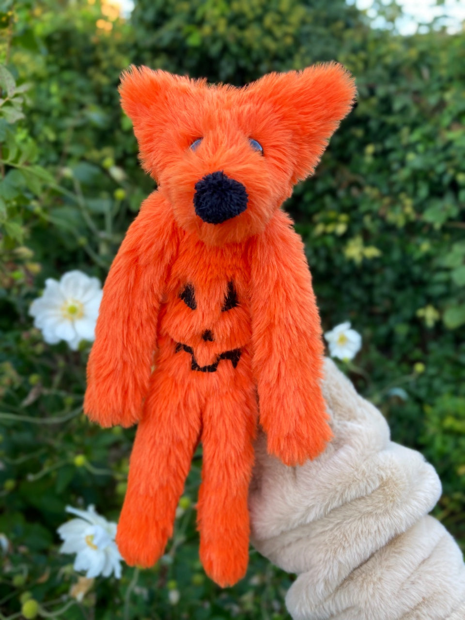 JACK O LANTERN FOX - Handmade Luxury Weighted Plush Fluffy Fox Doll