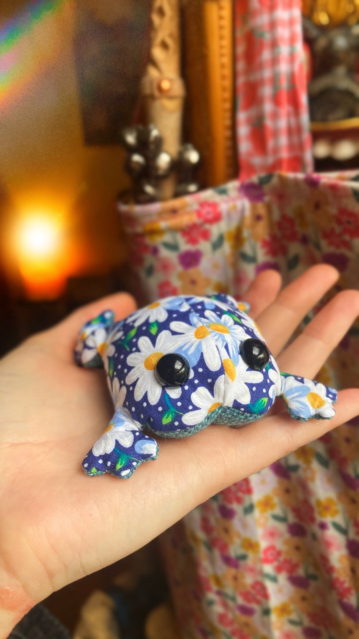 FERAL FROG “DAISY” - Handmade Weighted Cotton Frog Doll