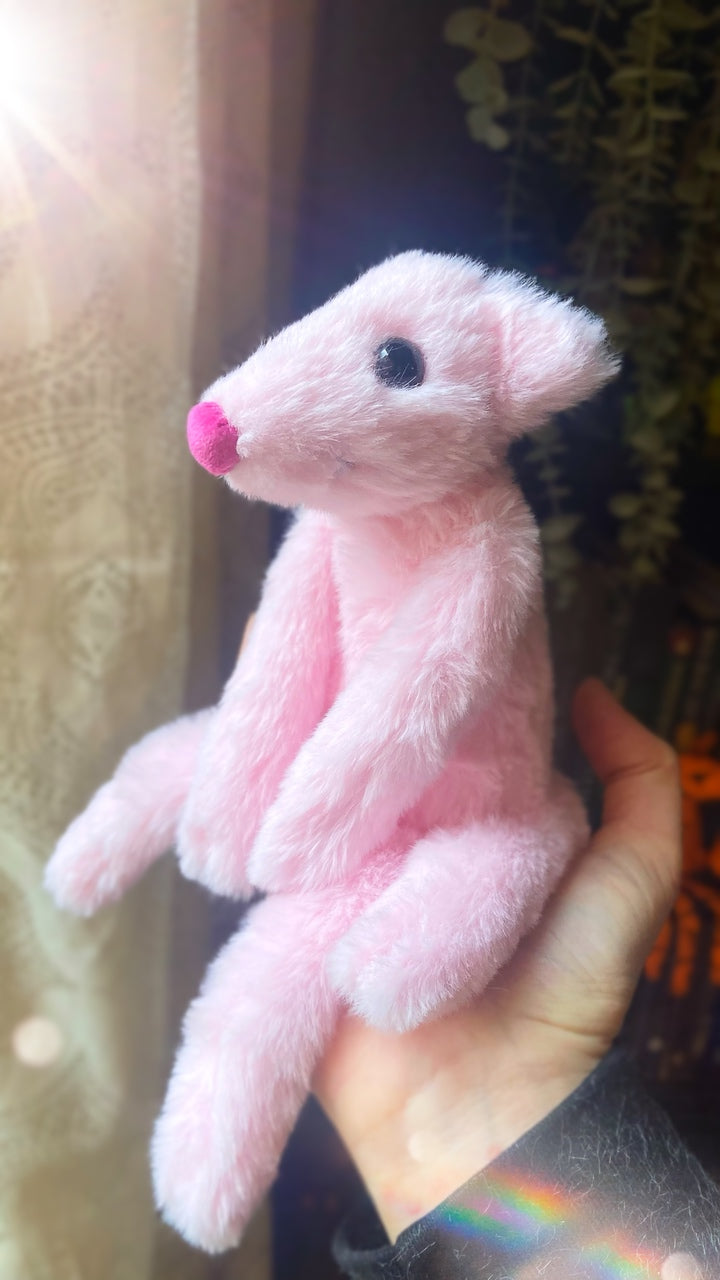 FLUFFY FOX CUB - Handmade Weighted Pink Plush Fox Doll