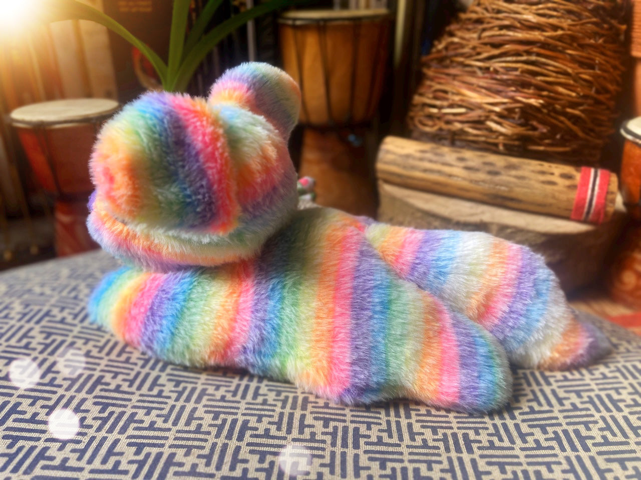 RAINBOW SHERBET SQUISHY FOX - Handmade Luxury Weighted Plush Fox Doll