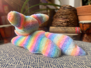 RAINBOW SHERBET SQUISHY FOX - Handmade Luxury Weighted Plush Fox Doll