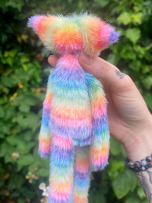 RAINBOW SHERBET FLUFFY FOX (C) - Handmade Weighted Plush Fox Doll