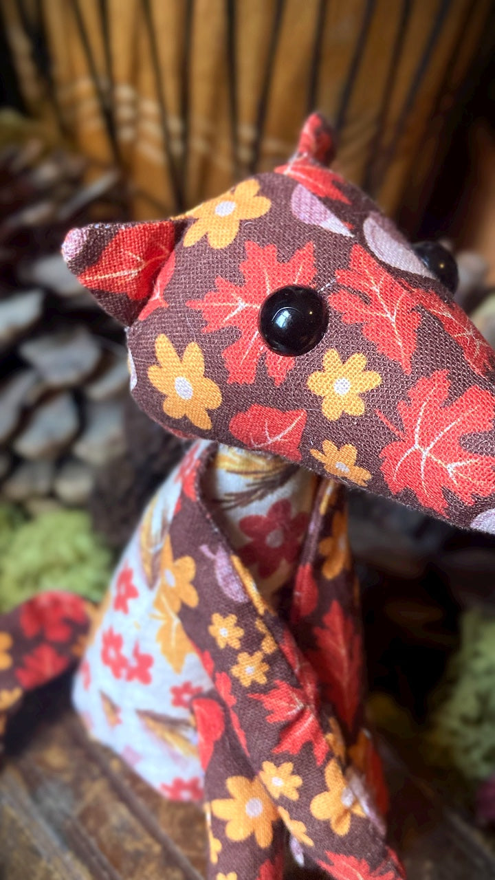 AUTUMN FOX CUB - Handmade Weighted Cotton Fox Doll