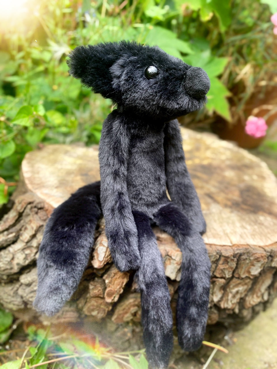 ‘ONYX’ (2) - Handmade Luxury Weighted Plush Fluffy Fox Doll