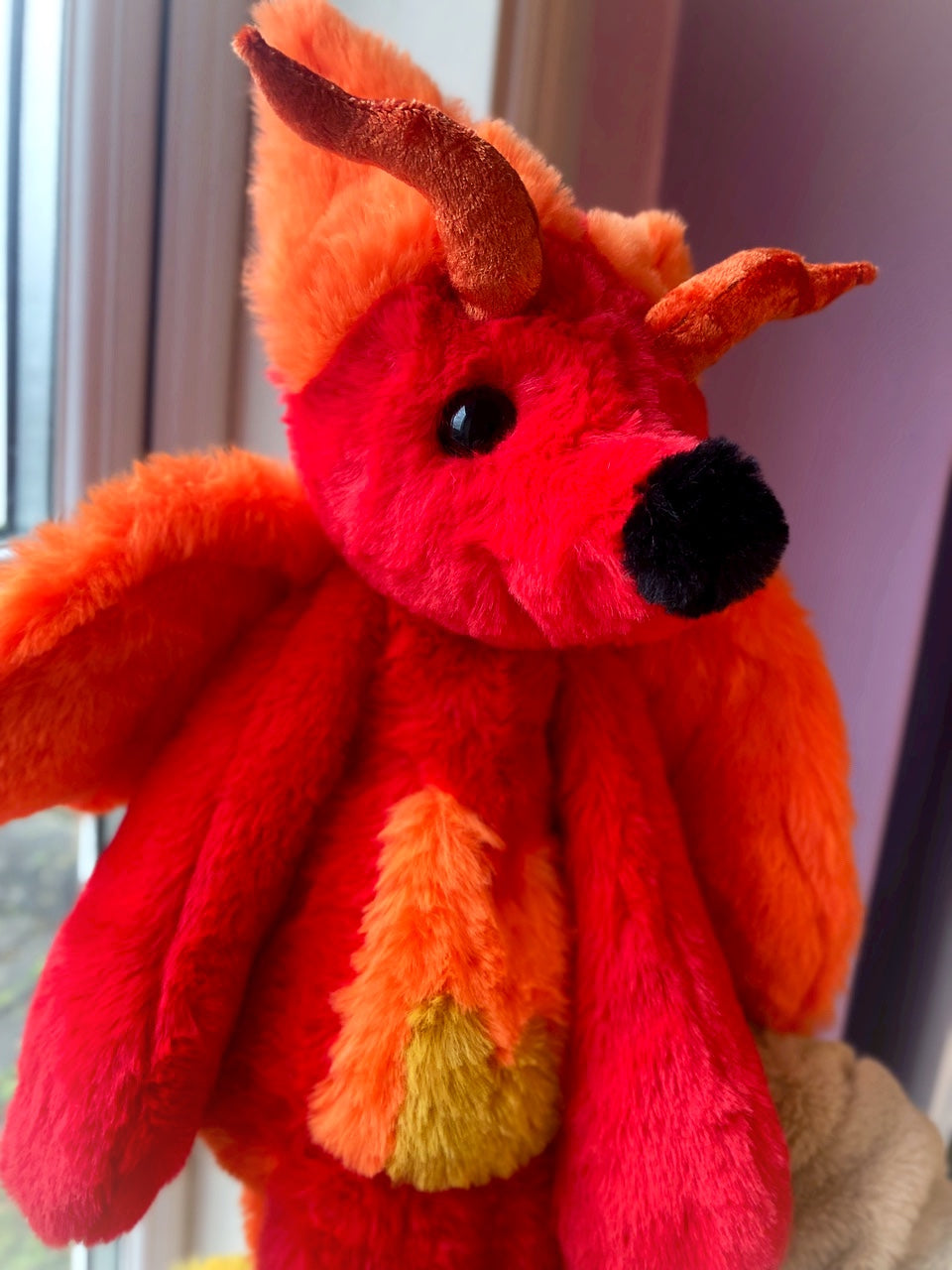 XL FIRE DRAGON FOX - Handmade Luxury Weighted Plush Fluffy Fox Doll