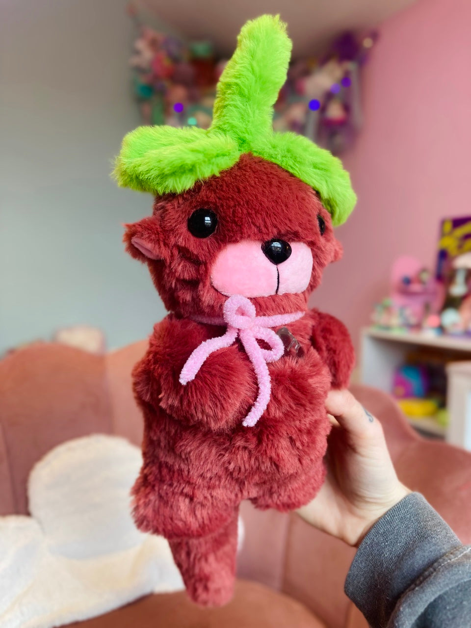 CHERRY OTTER (Glow in the Dark) - Handmade Luxury Weighted Plush Doll
