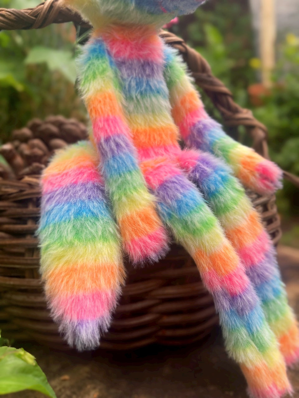 RAINBOW SHERBET FLUFFY FOX (A) - Handmade Weighted Plush Fox Doll