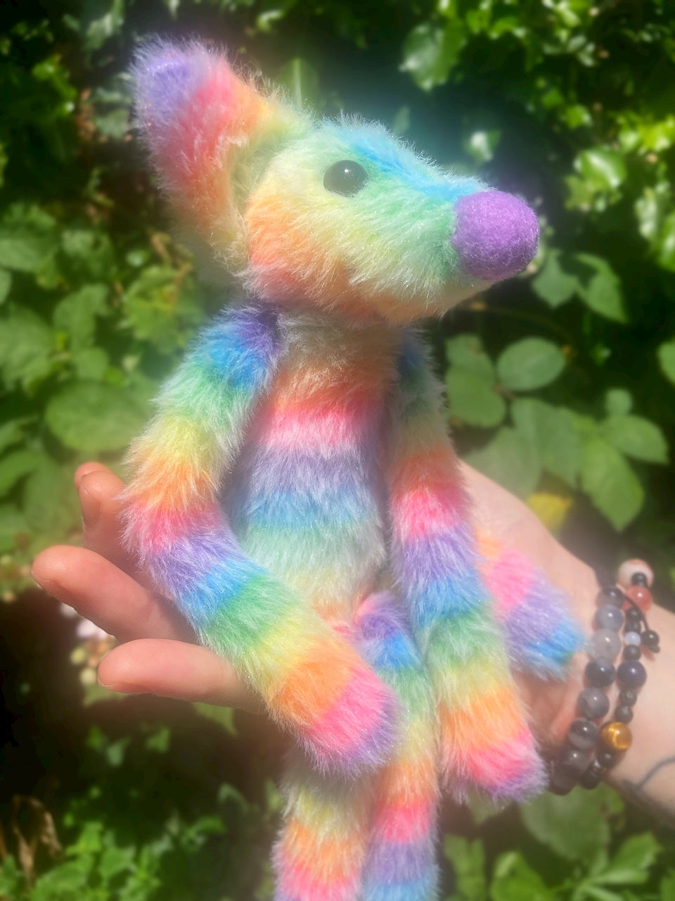 RAINBOW SHERBET FLUFFY FOX (A) - Handmade Weighted Plush Fox Doll