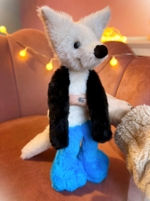 BLUE FOOTED BOOBY FOX - Handmade Luxury Weighted Plush Fluffy Fox Doll