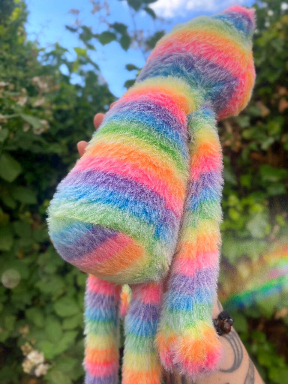 Cosmic Carl - Handmade ‘Rainbow Sherbet’ Weighted Plush Frog Doll