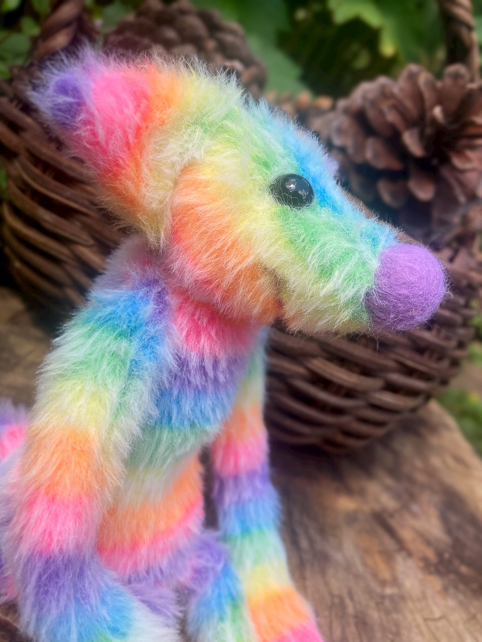 RAINBOW SHERBET FLUFFY FOX (C) - Handmade Weighted Plush Fox Doll