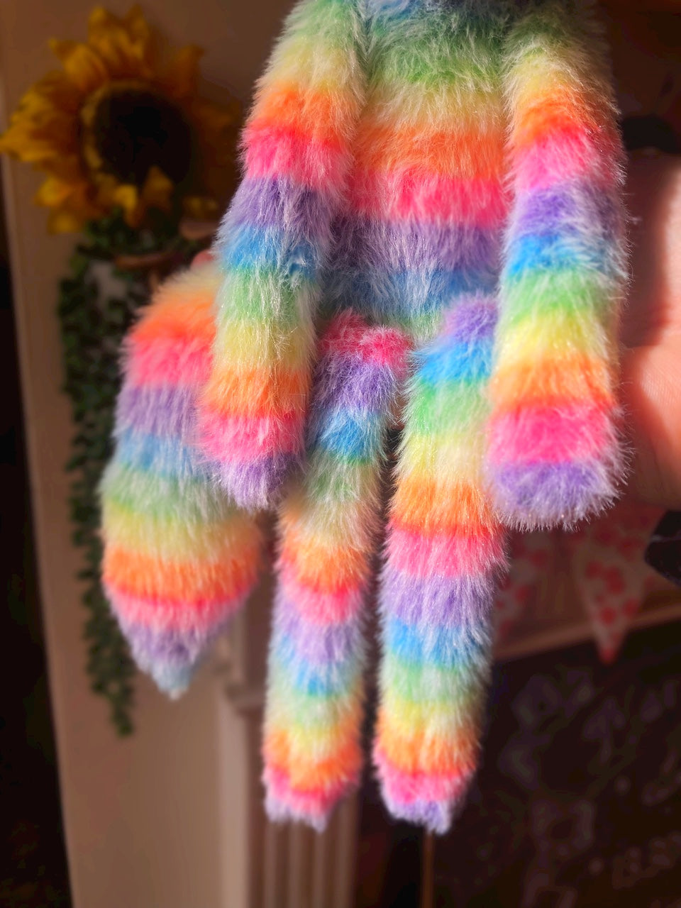 RAINBOW SHERBET FLUFFY FOX (B) - Handmade Weighted Plush Fox Doll