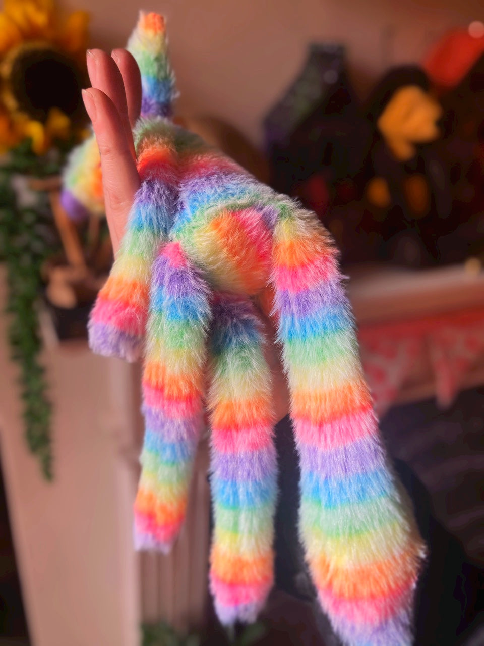 RAINBOW SHERBET FLUFFY FOX (B) - Handmade Weighted Plush Fox Doll