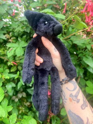 ‘OBSIDIAN’ - Handmade Luxury Weighted Plush Fluffy Fox Doll