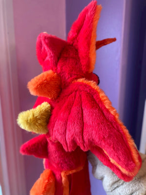 XL FIRE DRAGON FOX - Handmade Luxury Weighted Plush Fluffy Fox Doll