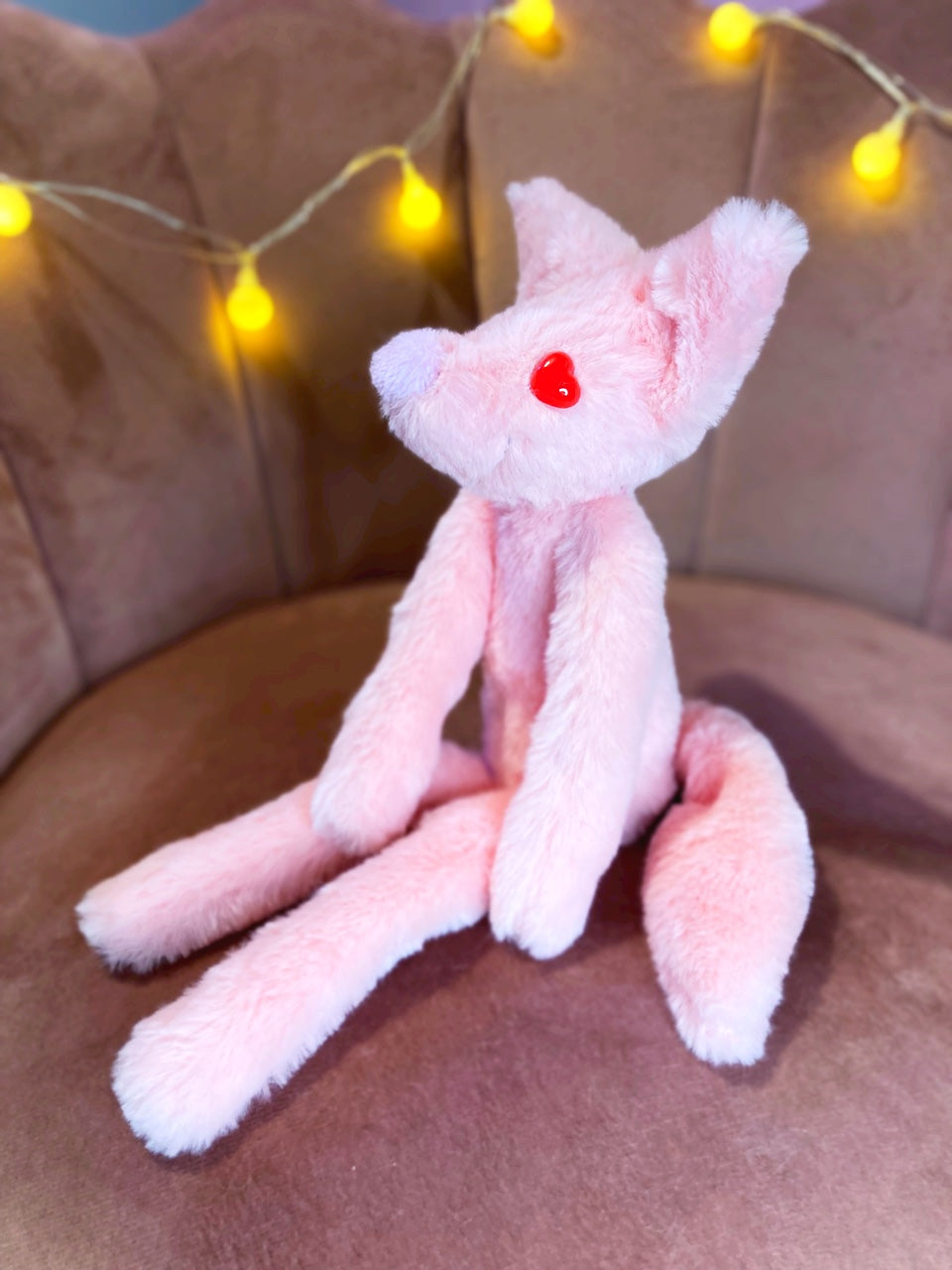 HEART EYES FOX - Handmade Luxury Weighted Plush Fluffy Fox Doll