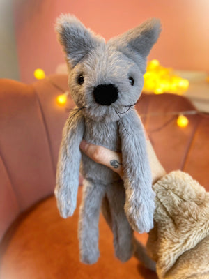 GREY FERAL CAT - Handmade Luxury Weighted Plush Fluffy Kitten Doll