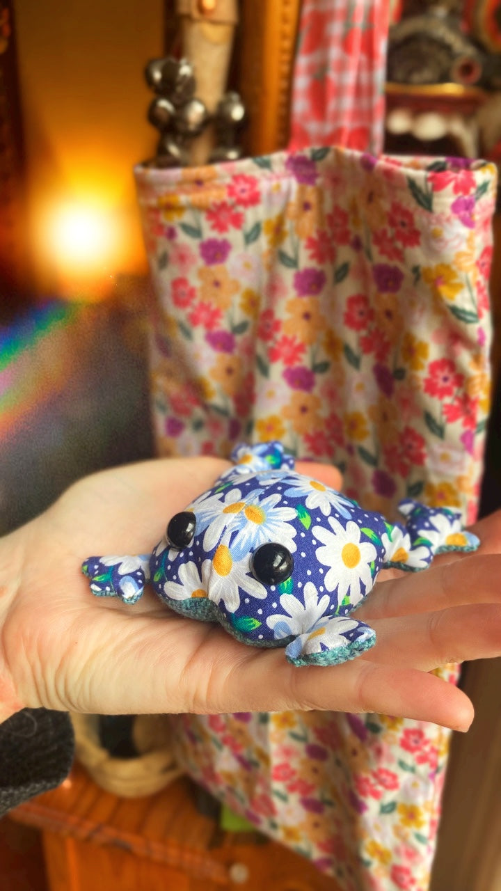 FERAL FROG “DAISY” - Handmade Weighted Cotton Frog Doll