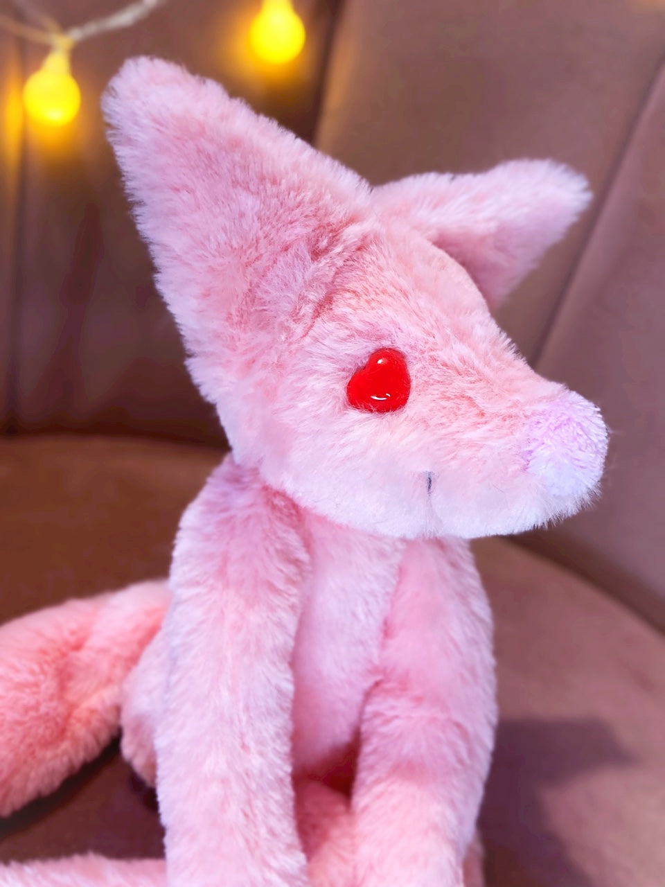 HEART EYES FOX - Handmade Luxury Weighted Plush Fluffy Fox Doll