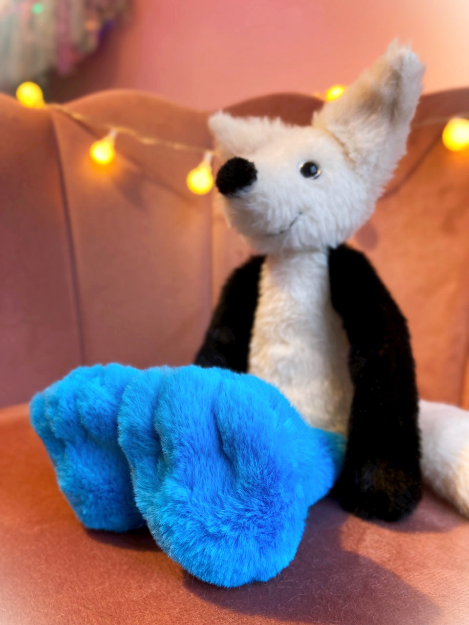 BLUE FOOTED BOOBY FOX - Handmade Luxury Weighted Plush Fluffy Fox Doll