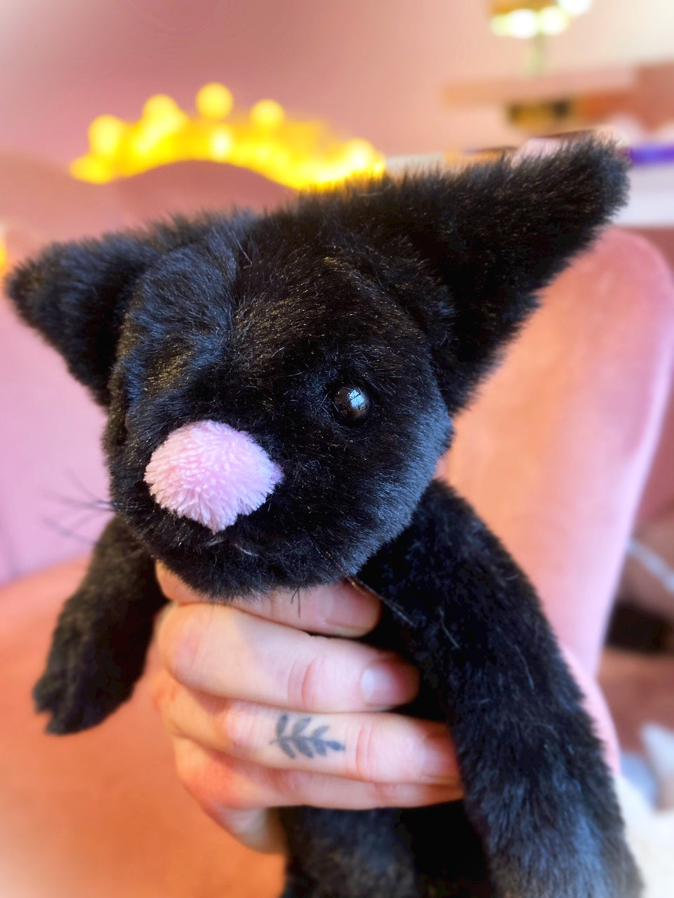 BLACK FERAL CAT - Handmade Luxury Weighted Plush Fluffy Kitten Doll