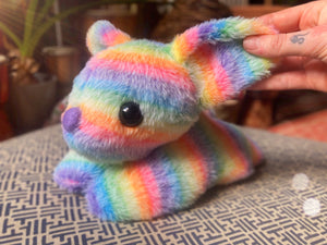 RAINBOW SHERBET SQUISHY FOX - Handmade Luxury Weighted Plush Fox Doll