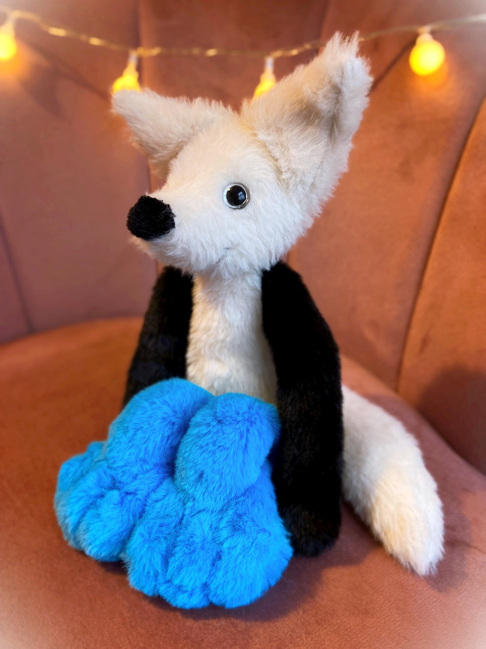 BLUE FOOTED BOOBY FOX - Handmade Luxury Weighted Plush Fluffy Fox Doll