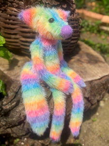 RAINBOW SHERBET FLUFFY FOX (C) - Handmade Weighted Plush Fox Doll