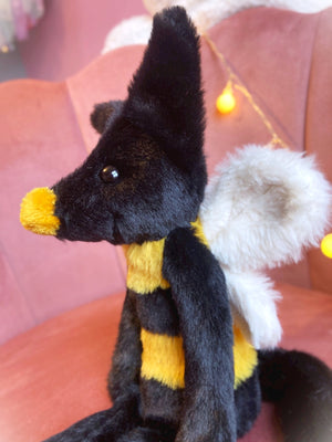 BEE FOX - Handmade Luxury Weighted Plush Fluffy Fox Doll