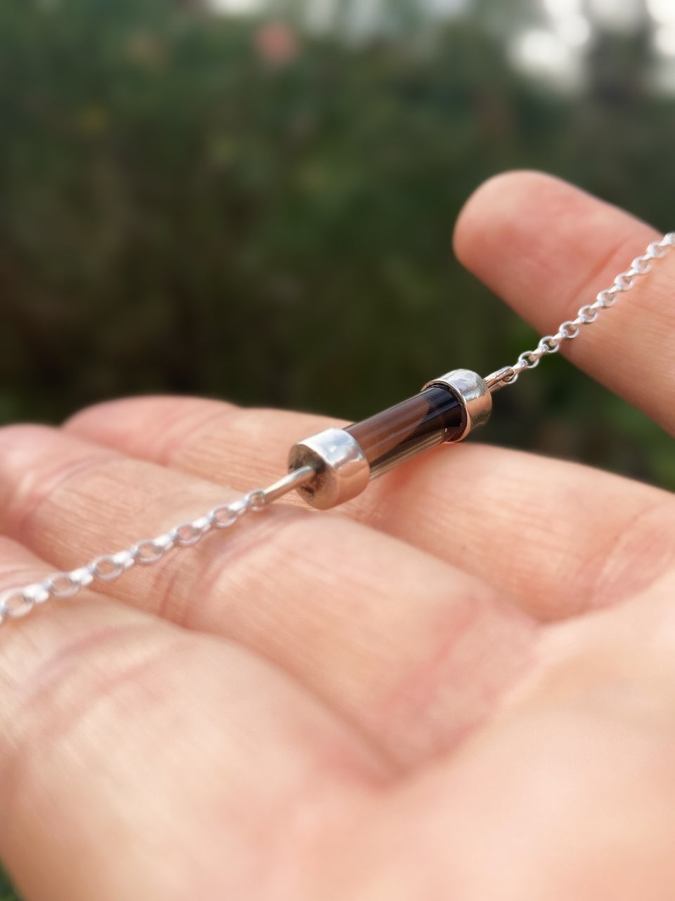 PROTECTION SPELL VIAL Handmade Sterling Silver Choker Necklace with Smokey Quartz