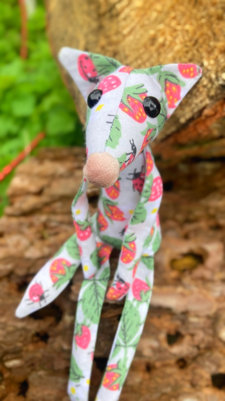 STRAWBERRY FIELDS FOX CUB - Handmade Weighted Cotton Fox Doll