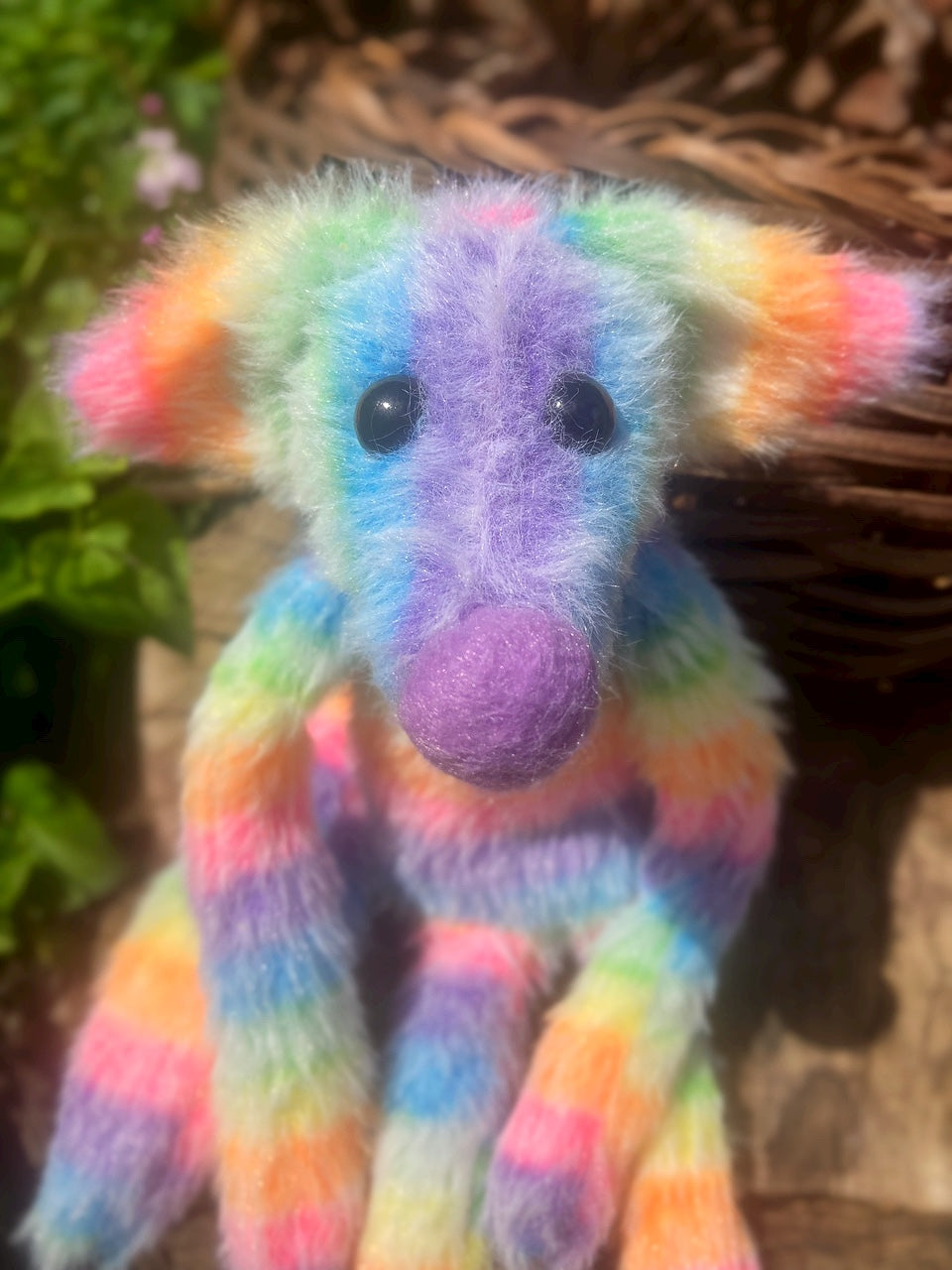 RAINBOW SHERBET FLUFFY FOX (B) - Handmade Weighted Plush Fox Doll