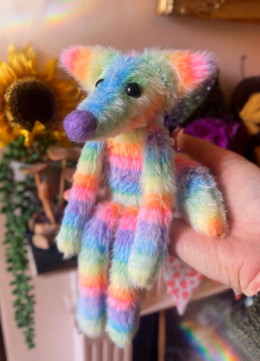 RAINBOW SHERBET FLUFFY FOX CUB - Handmade Weighted Plush Fox Doll