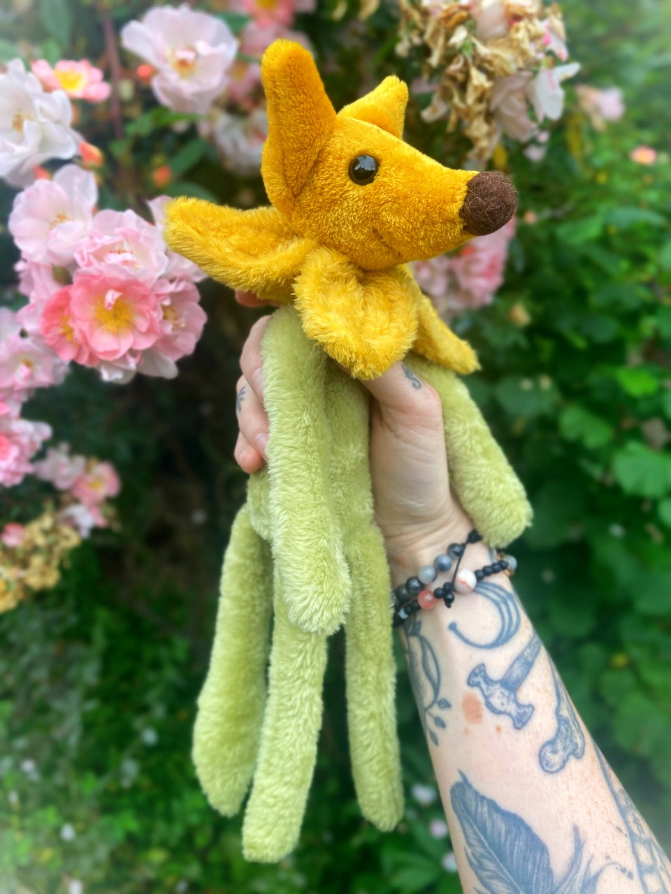 SUNFLOWER FOX CUB (A) - Handmade Weighted Plush Fox Doll