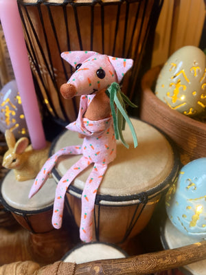 EASTER BUNNY FOX CUB - Handmade Weighted Cotton Fox Doll