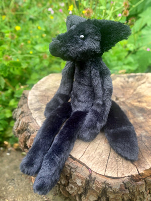 ‘OBSIDIAN’ - Handmade Luxury Weighted Plush Fluffy Fox Doll