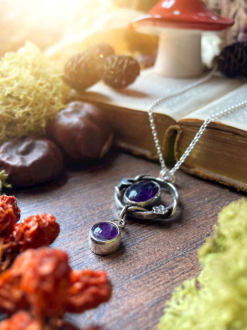 COSMIC FLOW Handmade Sterling Silver Necklace with Amethyst